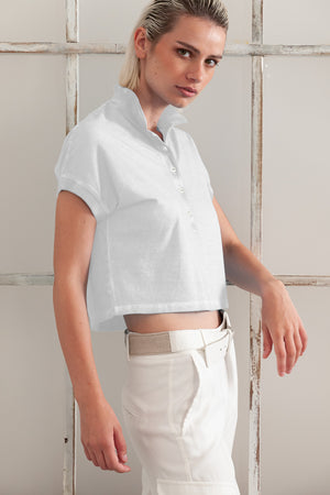 Crop Polo - Women's Cropped Polo Shirt - White