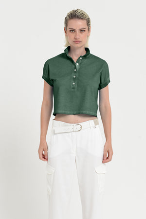 Crop Polo - Women's Cropped Polo Shirt - Juniper