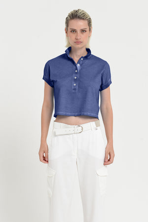 Crop Polo - Women's Cropped Polo Shirt - Whale