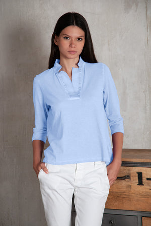 Kate Polo - Women's Short Sleeve Pique Polo Shirt - Cielo