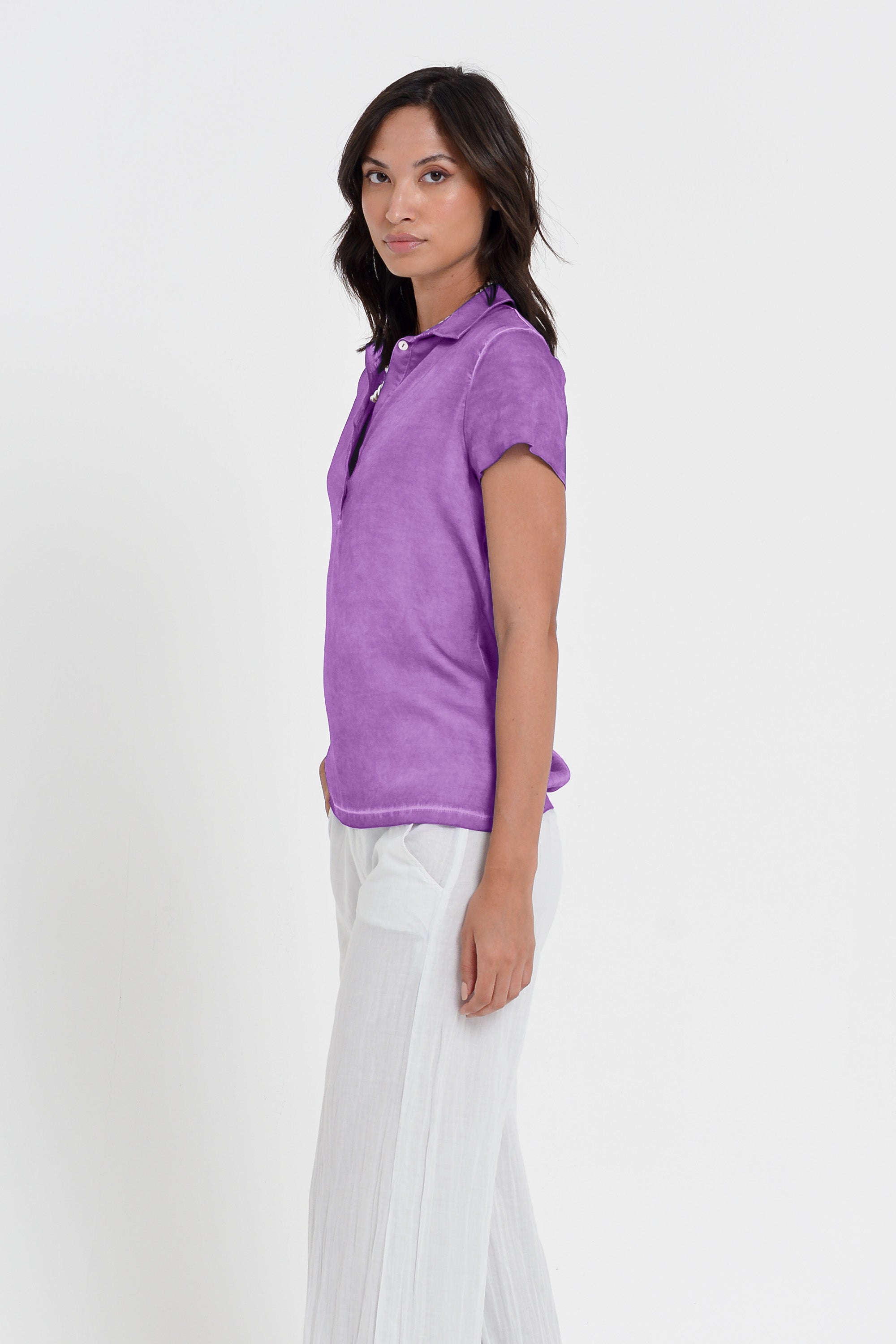 Bellera Polo - Women Stretchy Polo Shirt - Morado