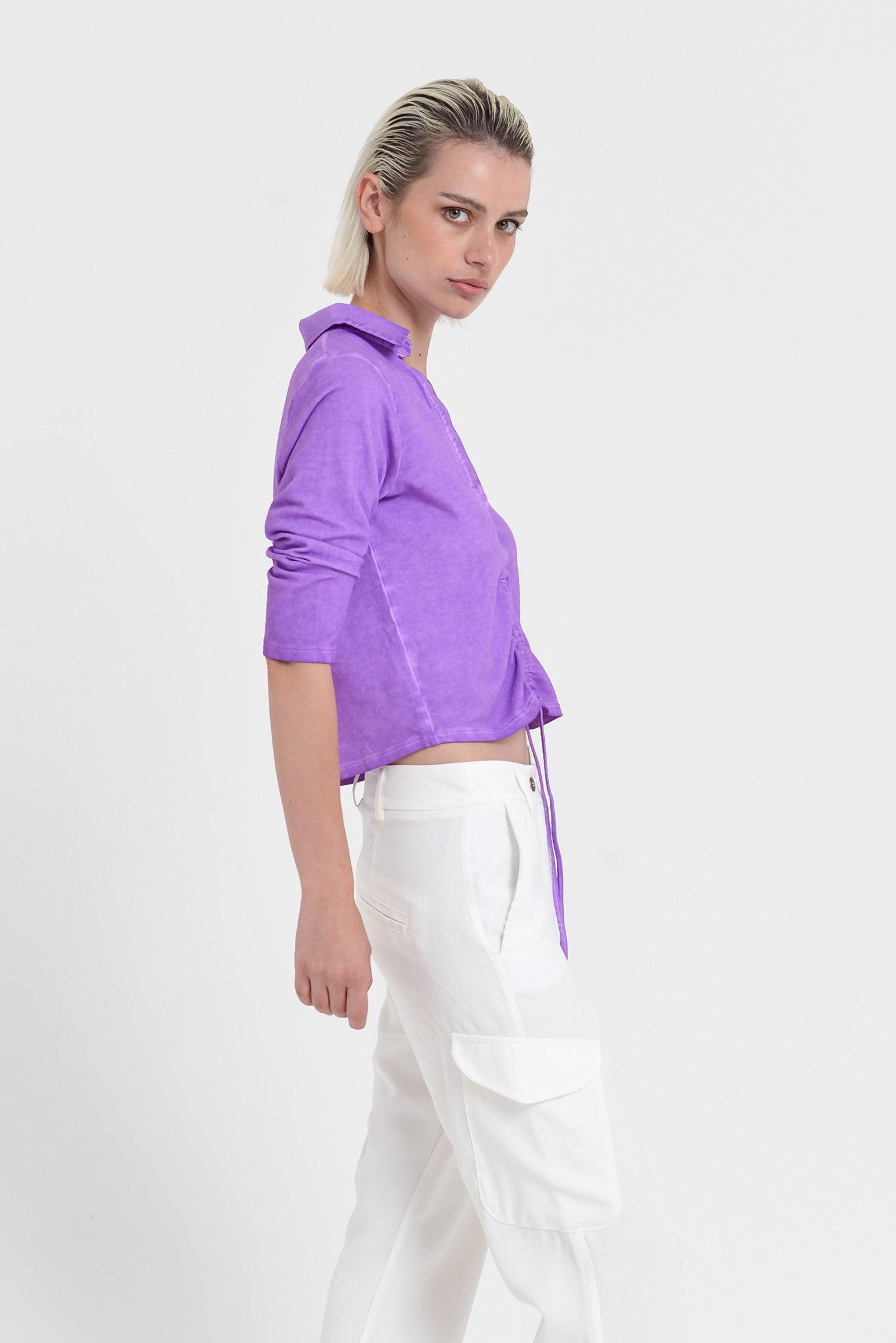 Menton Polo - Women's Short Sleeve Pique Polo Shirt - Morado