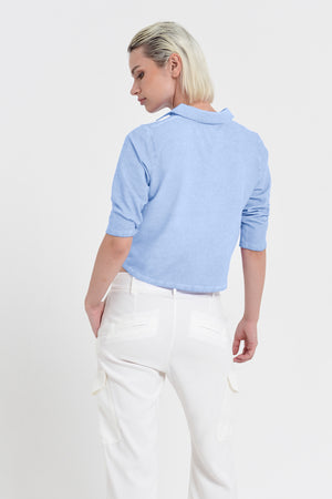 Menton Polo - Women's Short Sleeve Pique Polo Shirt - Cielo