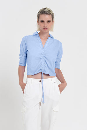 Menton Polo - Women's Short Sleeve Pique Polo Shirt - Cielo