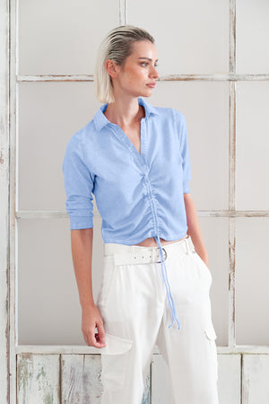 Menton Polo - Women's Short Sleeve Pique Polo Shirt - Cielo