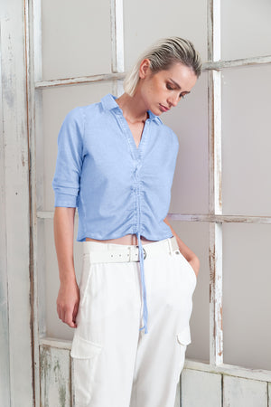 Menton Polo - Women's Short Sleeve Pique Polo Shirt - Cielo