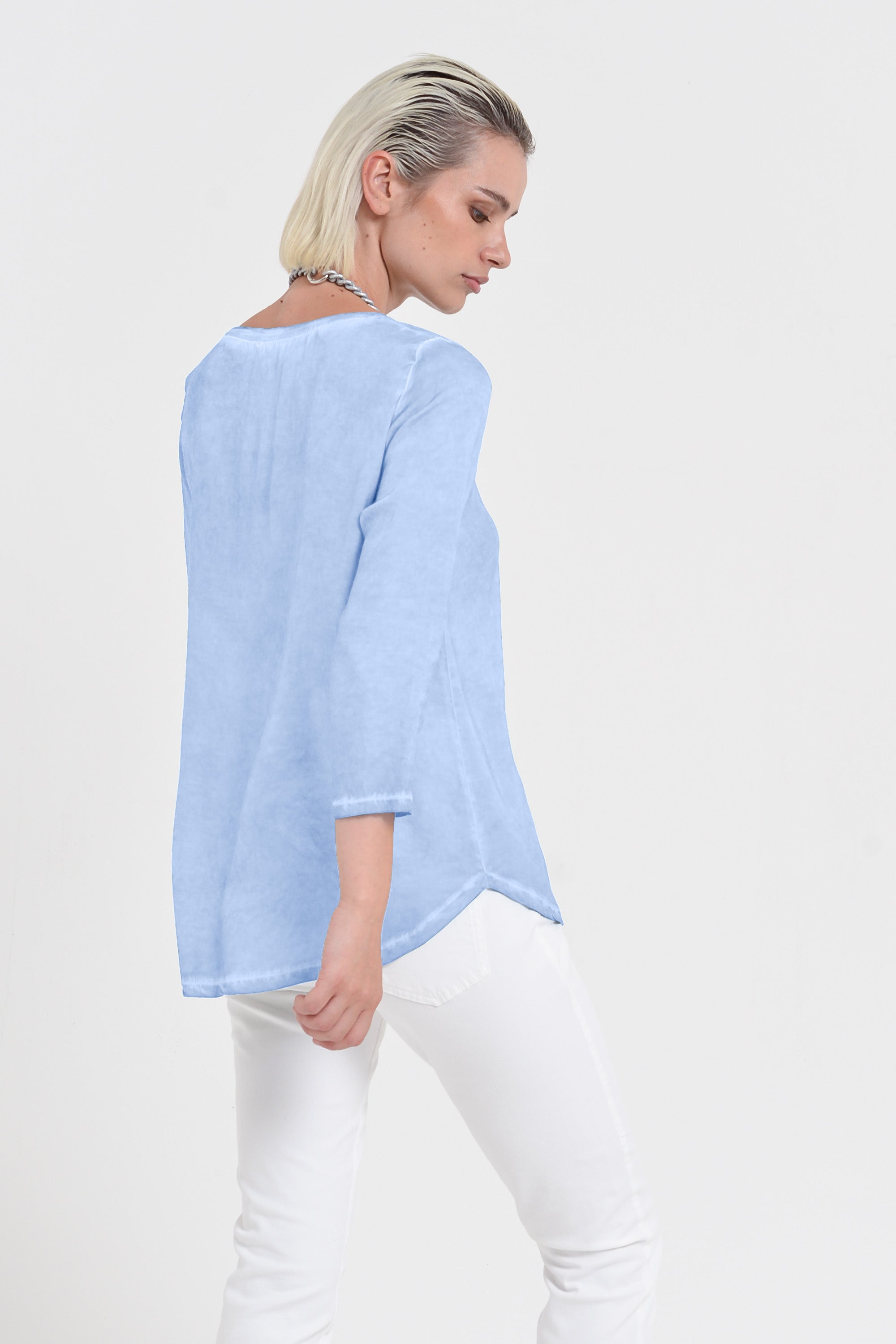 Daytona T-shirt - Women's Short Sleeve Satin T-Shirt - Cielo