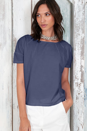 Creta T-Shirt - Women's Stretchy Cotton T-Shirt - Navy