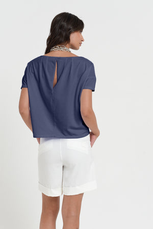 Creta T-Shirt - Women's Stretchy Cotton T-Shirt - Navy