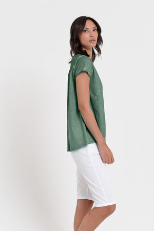 Flashback T-Shirt - Women's Stretchy Cotton T-Shirt - Juniper