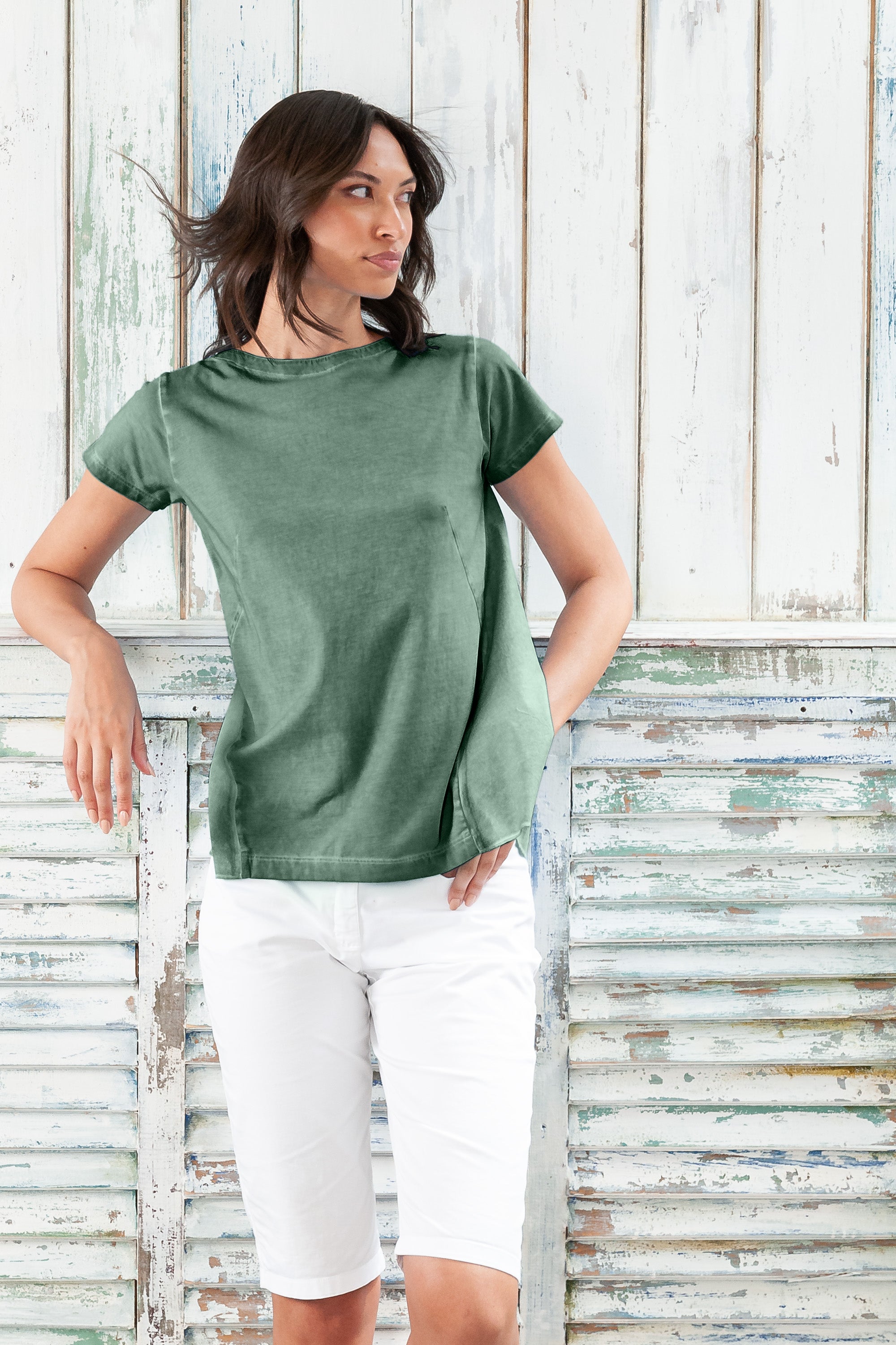 Flashback T-Shirt - Women's Stretchy Cotton T-Shirt - Juniper