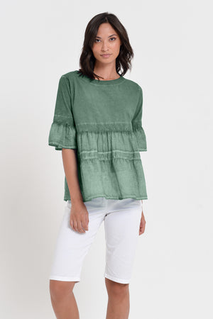 Pep T-Shirt - Women's Short Sleeve Peplum T-Shirt - Juniper