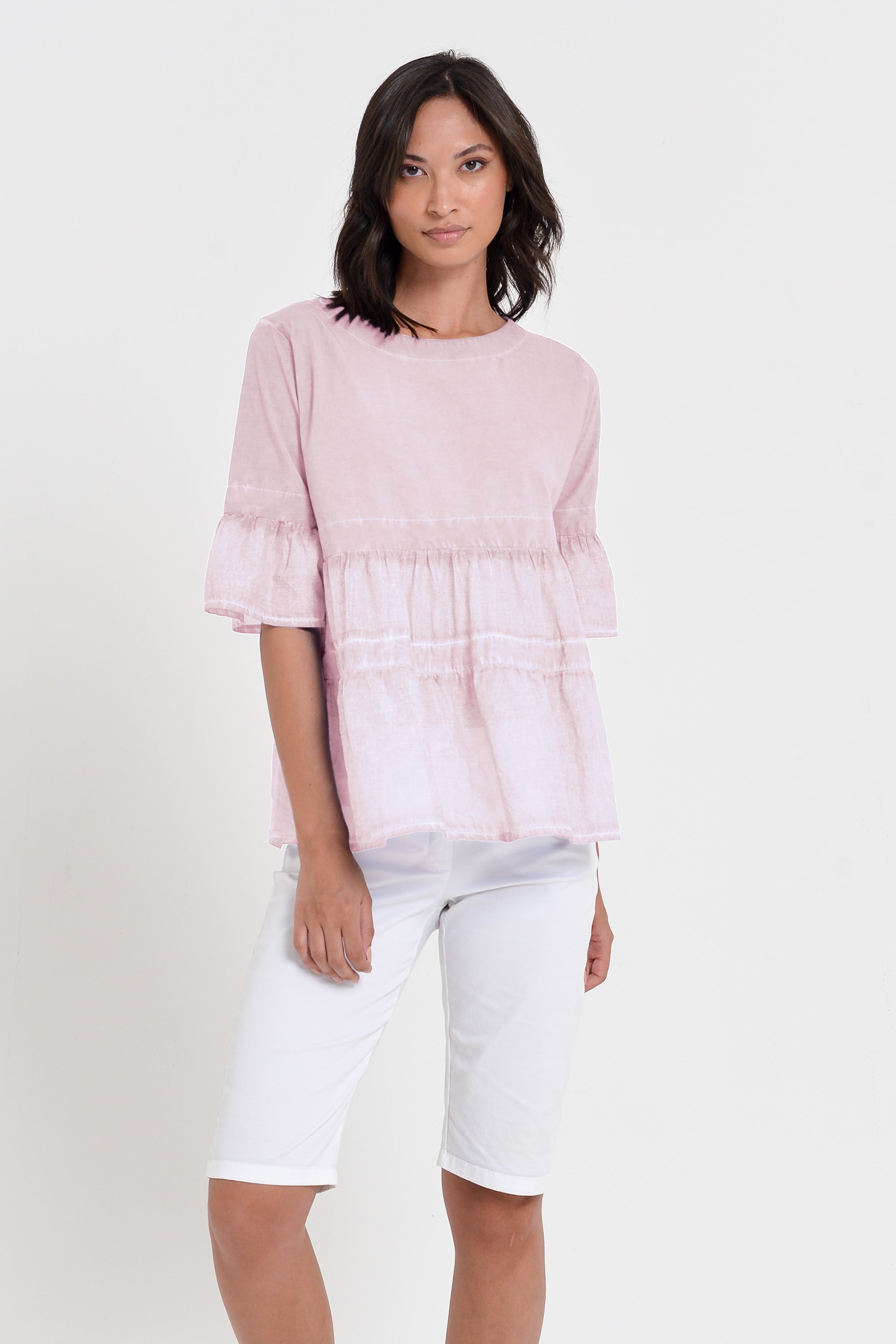 Pep T-Shirt - Women's Short Sleeve Peplum T-Shirt - Rose