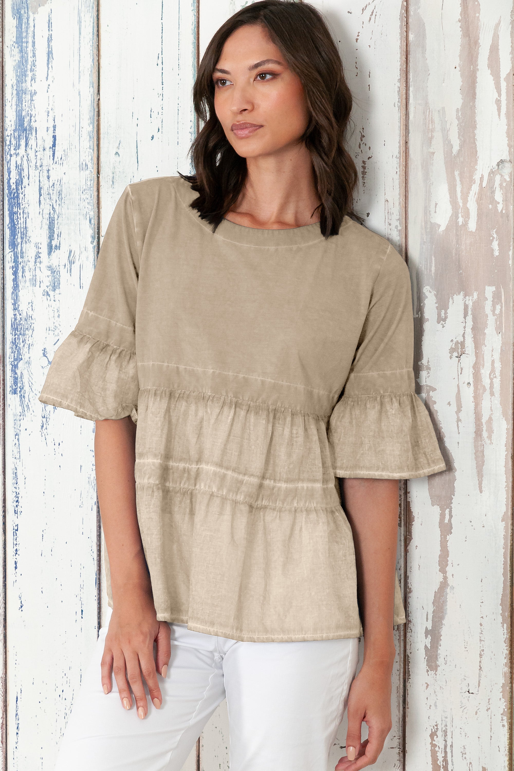 Pep T-Shirt - Women's Short Sleeve Peplum T-Shirt - Harbor