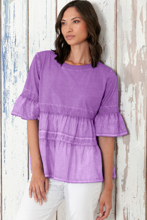Pep T-Shirt - Women's Short Sleeve Peplum T-Shirt - Morado