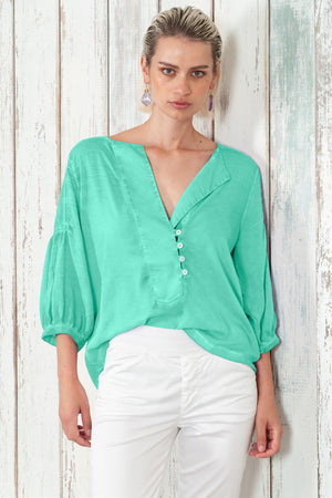 Savina Blouse - Women's Short Sleeve Blouse - Jungle