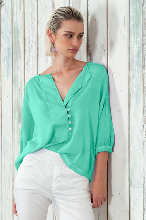 Savina Blouse - Women's Short Sleeve Blouse - Jungle