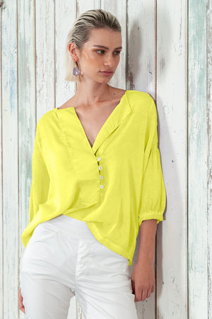 Savina Blouse - Women's Short Sleeve Blouse - Lime