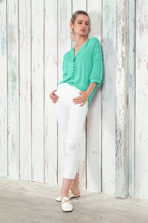 Savina Blouse - Women's Short Sleeve Blouse - Jungle