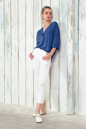 Savina Blouse - Women's Short Sleeve Blouse - Pacific