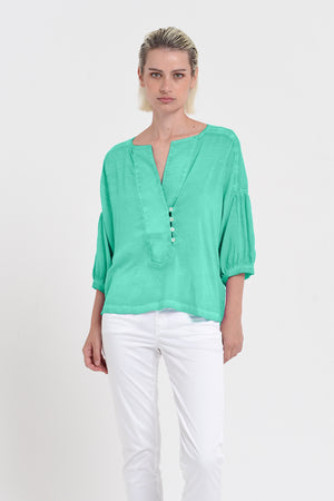 Savina Blouse - Women's Short Sleeve Blouse - Jungle