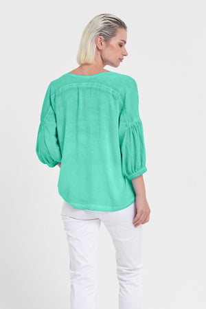 Savina Blouse - Women's Short Sleeve Blouse - Jungle