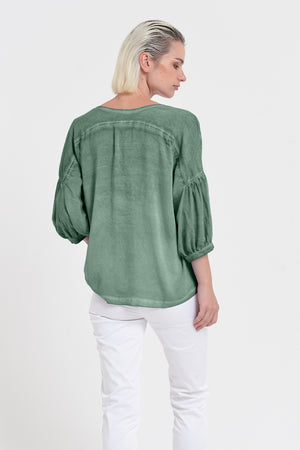 Savina Blouse - Women's Short Sleeve Blouse - Juniper