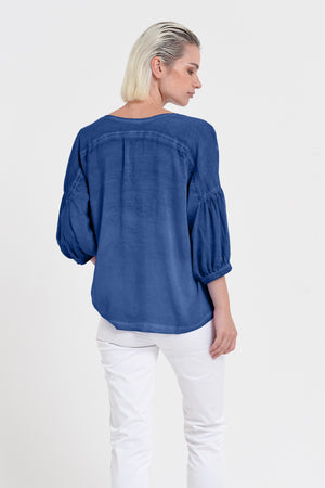 Savina Blouse - Women's Short Sleeve Blouse - Pacific