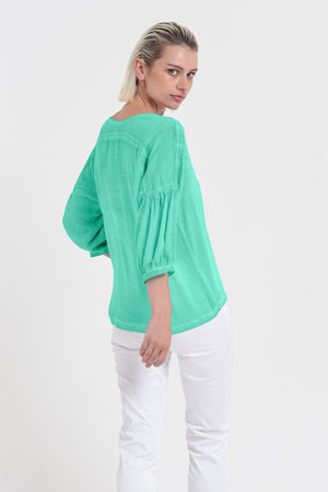 Savina Blouse - Women's Short Sleeve Blouse - Jungle