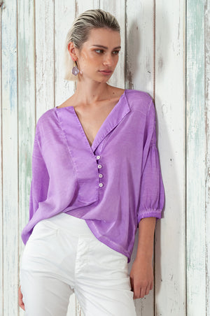 Savina Blouse - Women's Short Sleeve Blouse - Morado