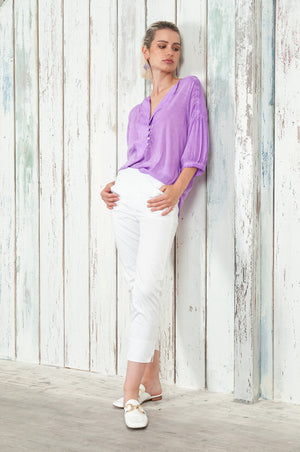 Savina Blouse - Women's Short Sleeve Blouse - Morado