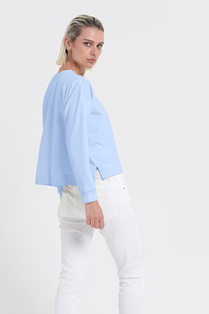 Roxie Sweatshirt - Women's Cropped Cotton Sweatshirt - Cielo
