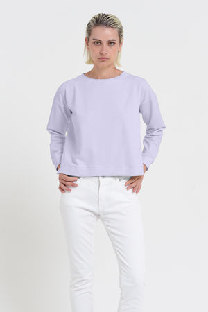 Roxie Sweatshirt - Women's Cropped Cotton Sweatshirt - Lilac