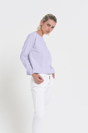 Roxie Sweatshirt - Women's Cropped Cotton Sweatshirt - Lilac