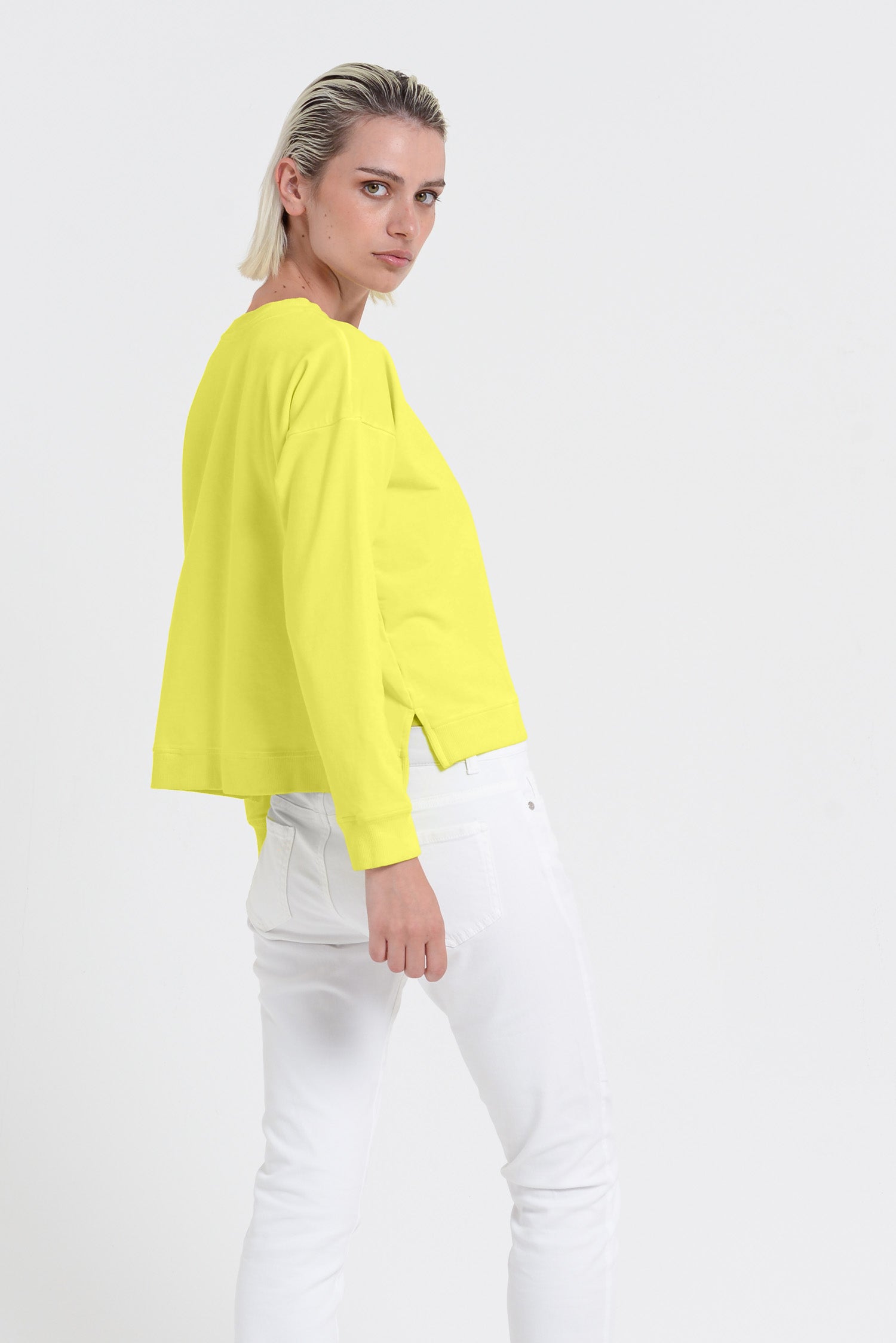 Roxie Sweatshirt - Women's Cropped Cotton Sweatshirt - Lime