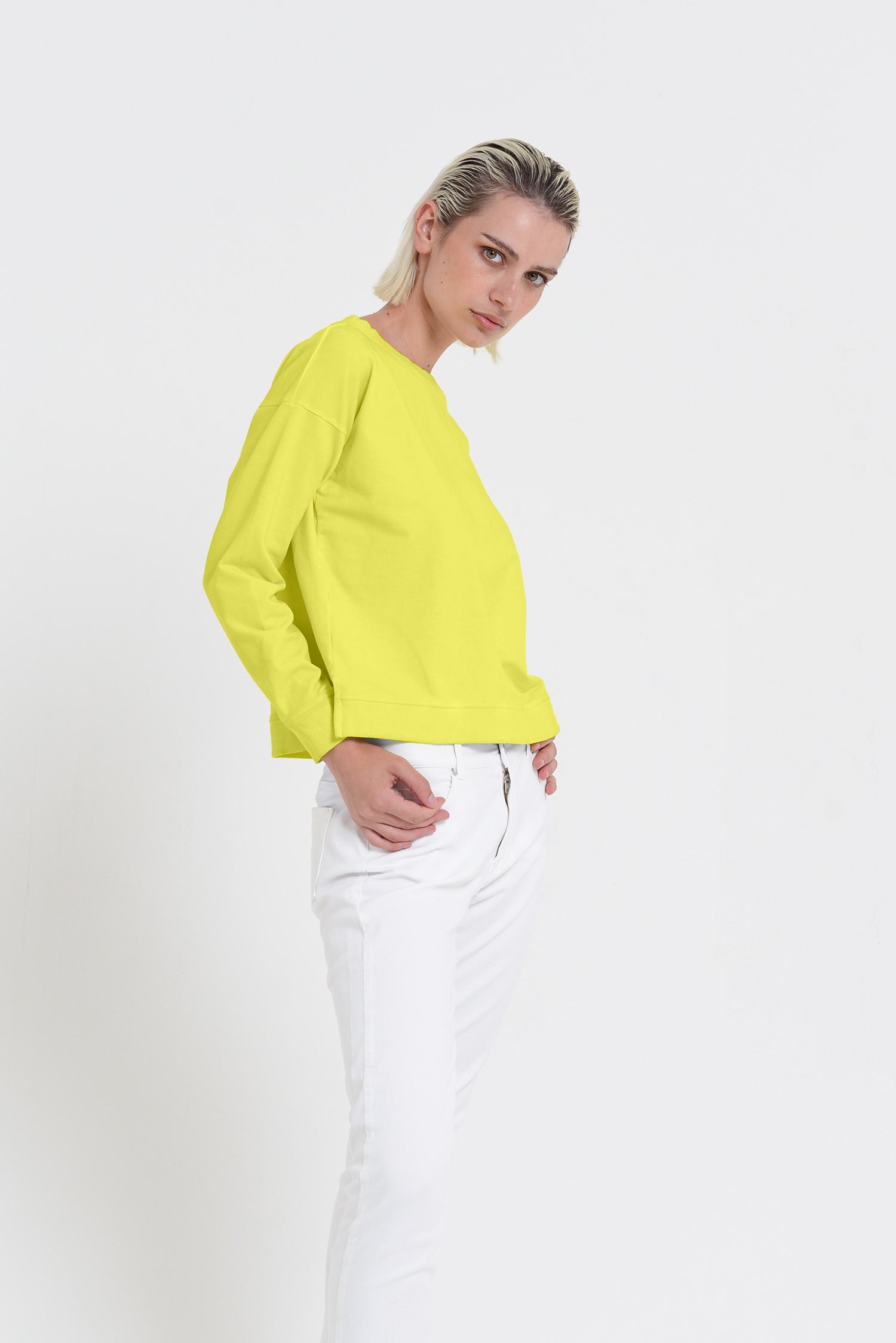Roxie Sweatshirt - Women's Cropped Cotton Sweatshirt - Lime