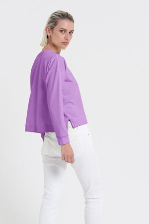 Roxie Sweatshirt - Women's Cropped Cotton Sweatshirt - Morado