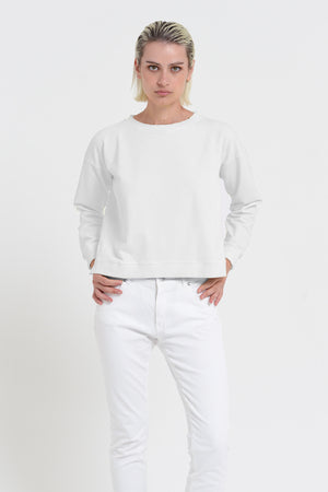 Roxie Sweatshirt - Women's Cropped Cotton Sweatshirt - White