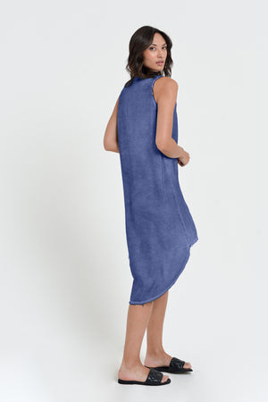 Tulip Dress - Women's Sleeveless Long Back Satin Dress - Whale