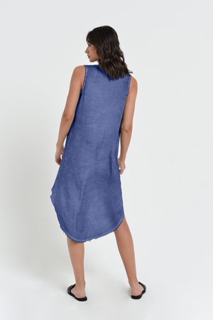 Tulip Dress - Women's Sleeveless Long Back Satin Dress - Whale