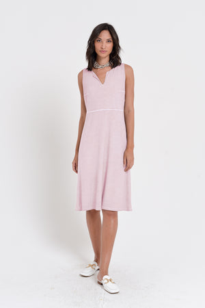 Lucy Dress - Women's Below The Knee Sleeveless Jersey Dress - Rose