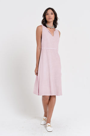Lucy Dress - Women's Below The Knee Sleeveless Jersey Dress - Rose