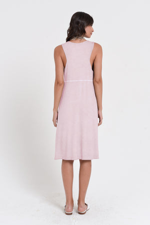 Lucy Dress - Women's Below The Knee Sleeveless Jersey Dress - Rose