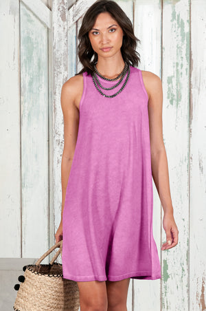 Julie Dress - Avobe The Knee Sleeveless Jersey Dress - Candy