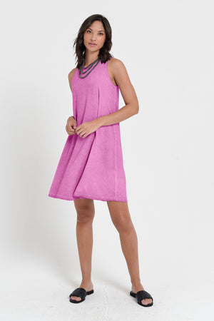 Julie Dress - Avobe The Knee Sleeveless Jersey Dress - Candy
