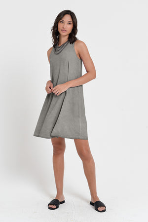 Julie Dress - Avobe The Knee Sleeveless Jersey Dress - Dolphin