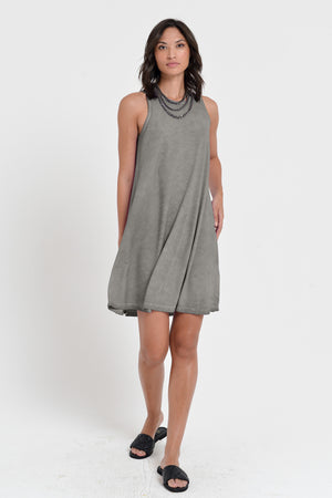 Julie Dress - Avobe The Knee Sleeveless Jersey Dress - Dolphin