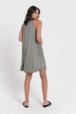 Julie Dress - Avobe The Knee Sleeveless Jersey Dress - Dolphin
