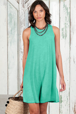 Julie Dress - Avobe The Knee Sleeveless Jersey Dress - Jungle