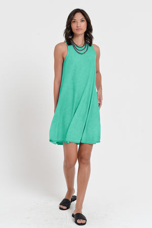 Julie Dress - Avobe The Knee Sleeveless Jersey Dress - Jungle